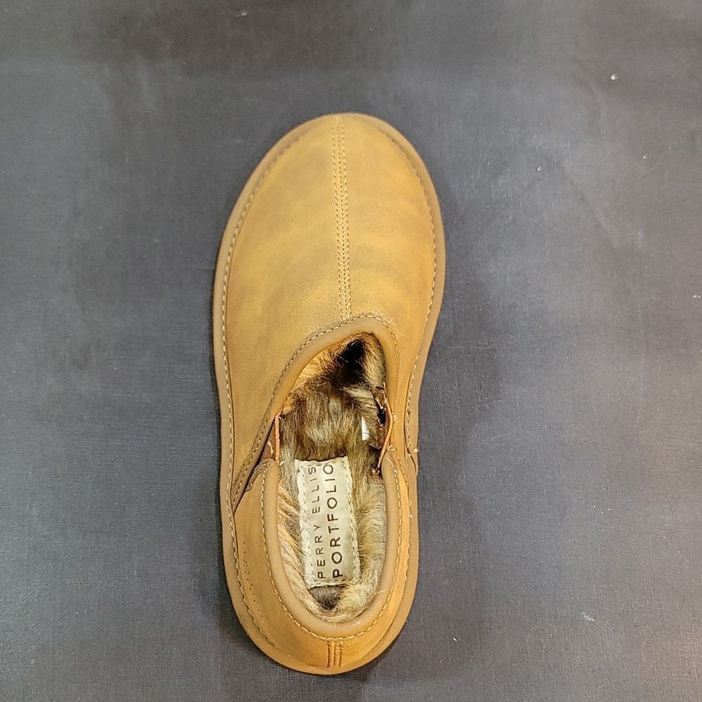 BRAND NEW PERRY ELLIS ROUND-TOE FAUX FUR INSOLE KIDS SLIPPERS
